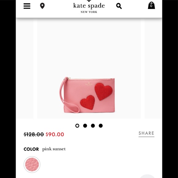 Kate Spade On Purpose Leather Heart Wristlet - Picture 2 of 6